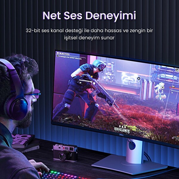 VegGieg Displayport 16K 60Hz 8K 240Hz 4K 240Hz 80 Gbps HDR ARC Örgülü DP 2.1 Kablo 3 M