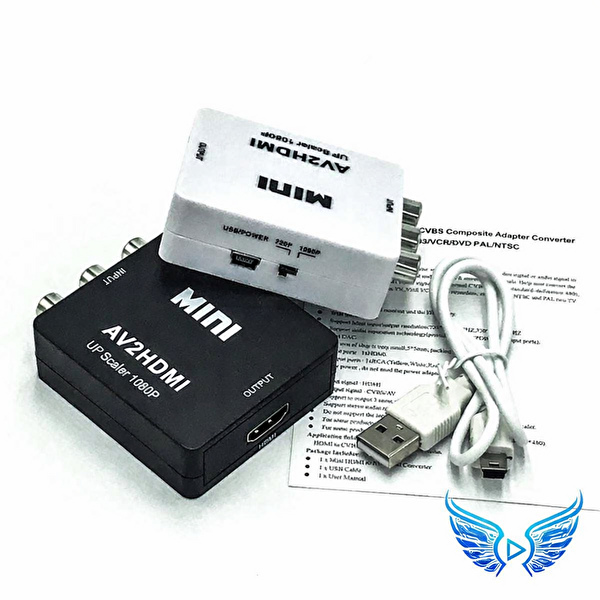Blue Wings AV2HDMI 1080P Upscaler Analog Rca HDMI Eski Dvd Ps2 Kamera ve Retro Konsol İçin Mini Dönüştürücü