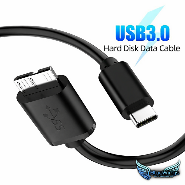 Blue Wings Usb-C To Micro B 3.0 Hard Disk 1 M 5gbps Type-C Harici HDD ve SSD Bağlantı Kablosu