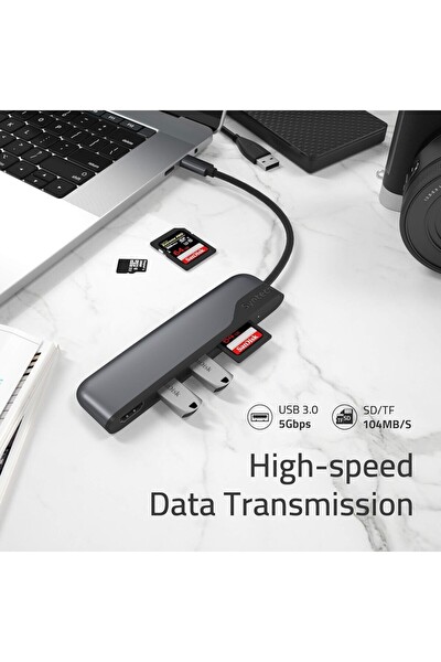 Syntech 5i 1 Arada USB-C HDMI Adaptör SD MicroSD Kart Okuyuculu Type-C Çoklayıcı