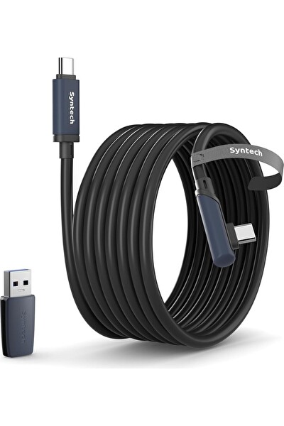 Syntech 16FT VR Link Kablosu Meta Quest 3 3S 2 Pro Pico 4 Uyumlu USB 3.0 PC SteamVR Siyah