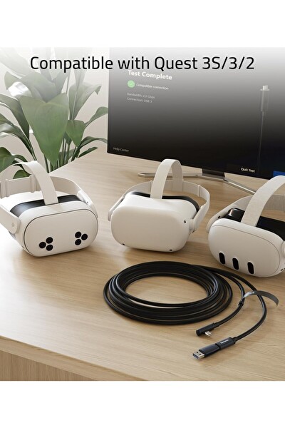 Syntech 16FT VR Link Kablosu Meta Quest 3 3S 2 Pro Pico 4 Uyumlu USB 3.0 PC SteamVR Siyah