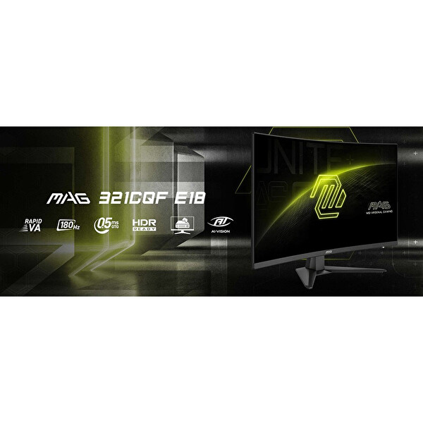 MSI 31.5 MAG 321CQF E18 2560X1440 (WQHD) 16:9 Curve 1500R Rapid VA 180HZ 0.5MS Freesync Gaming Monitör
