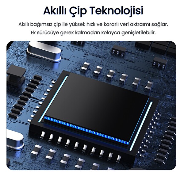 VegGieg USB 2.0 SD MicroSD Kart Okuyucu ve 6 Port USB Çoklayıcı Hub