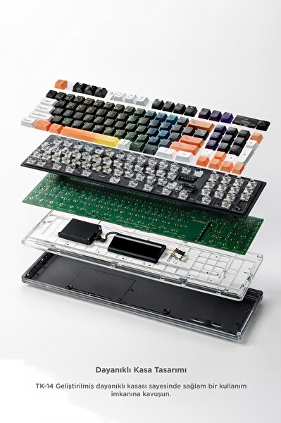 Torima TK14 Oyuncu Klavyesi Rgb Işıklı Dijital Ekranlı 3 Modlu Mekanik Hisli Kablosuz Klavye Siyah