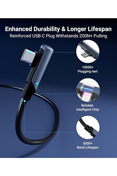 Syntech 6 M USB-C Vr Kablo Quest2-Quest Pro-Pico 4 Uyumlu Siyah Bağlantı Kablosu