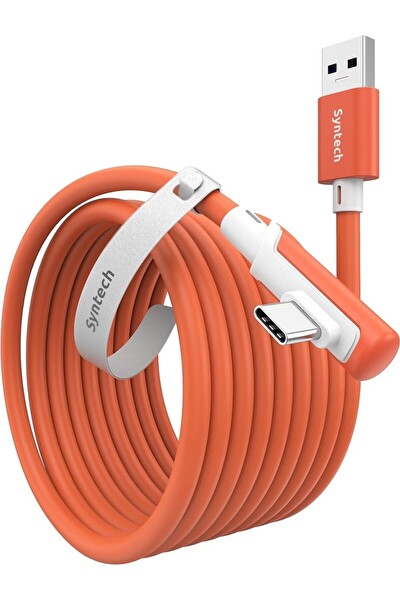 Syntech 5 M USB-C Vr Kablo Quest2-Quest Pro-pico 4 Uyumlu Turuncu Bağlantı Kablosu