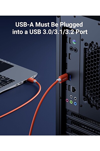 Syntech 5 M USB-C Vr Kablo Quest2-Quest Pro-pico 4 Uyumlu Turuncu Bağlantı Kablosu