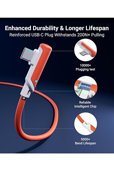 Syntech 5 M USB-C Vr Kablo Quest2-Quest Pro-pico 4 Uyumlu Turuncu Bağlantı Kablosu