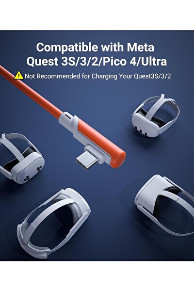 Syntech 5 M USB-C Vr Kablo Quest2-Quest Pro-pico 4 Uyumlu Turuncu Bağlantı Kablosu