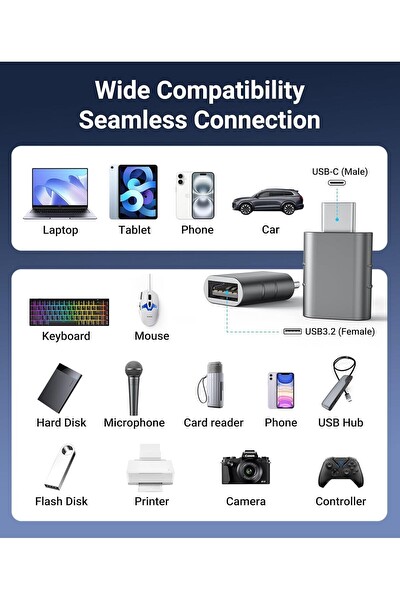 Syntech USB-C to USB 3.0 Adaptör 2’li Set Kompakt Uzay Grisi Dönüştürücü