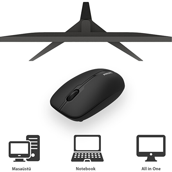 Philips SPK7418 Kablosuz Bluetooth 1600DPI 4 Tuşlu Optik Sessiz Mouse Siyah