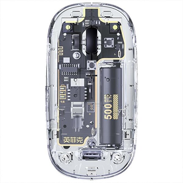 ZHL Tools X5 Şarj Edilebilir Sessiz Kullanım 2.4G Transparan Kablosuz USB Mouse