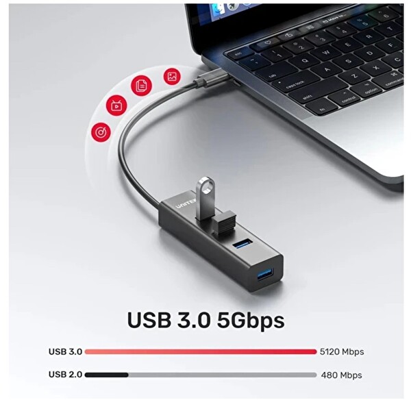Unitek Type-C To 4 Port Usb 3.0 + Type-C Çoklayıcı Y-3089Z01