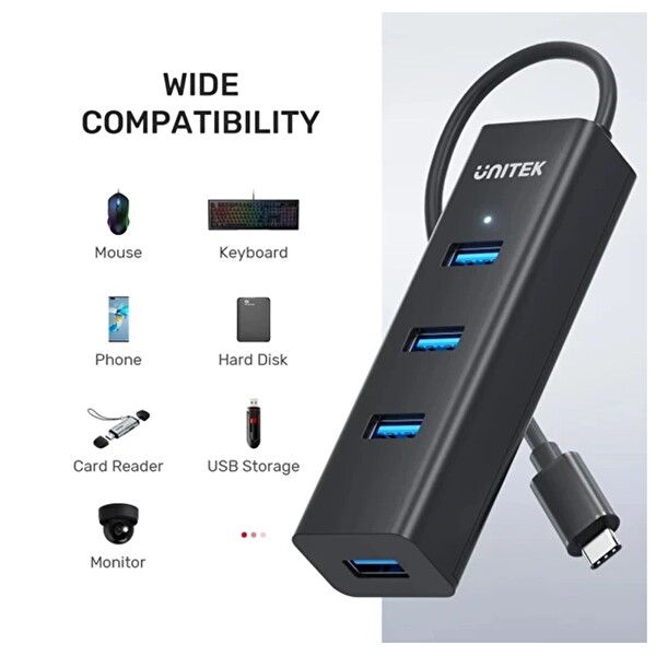 Unitek Type-C To 4 Port Usb 3.0 + Type-C Çoklayıcı Y-3089Z01