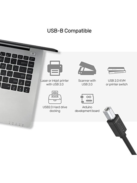 Unitek Y-C4001GBK USB 2.0 2 M Yazıcı Kablosu