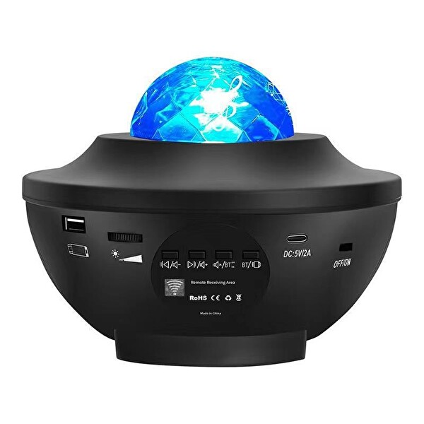 Torima Starry Projektör Led Lazer Uzaktan Kumandalı Kablosuz Hoparlör Gece Lambası LW34 Siyah