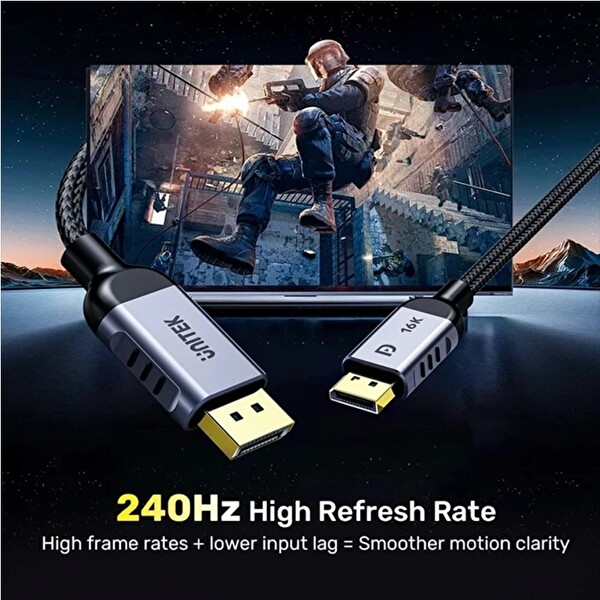 Unitek C1626GY-2M Display Port 2.1 2 M 16K 60HZ Kablo