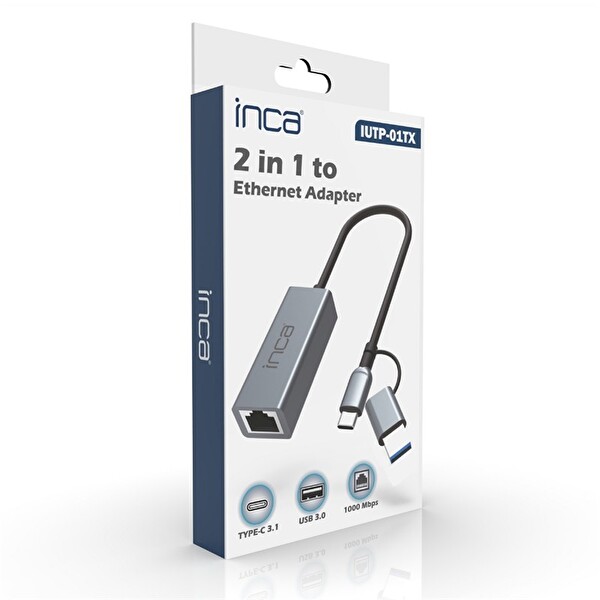 Inca IUTP-01T USB 3.0 TYPE-C 3.1 Ethernet RJ45 1000MBPS Aluminyum Kasa Çevirici