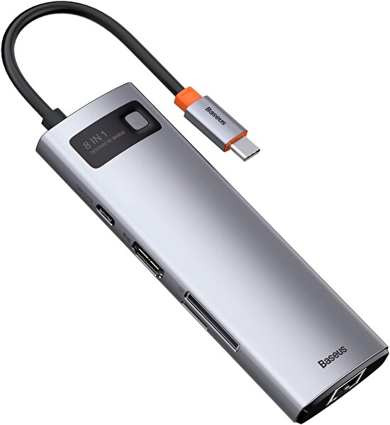 Baseus Metal Gleam Series USB-C to 8 in 1 Çok Fonksiyonlu Bağlantı İstasyonu WKWG080113