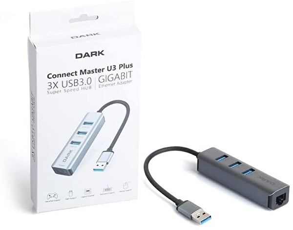 Dark DK-AC-USB332GL USB3.0 To 3XUSB3.0-RJ45 Çevirici