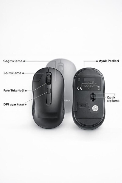 Başkenttekno TM22 Kablosuz USB Alıcılı Mouse Siyah