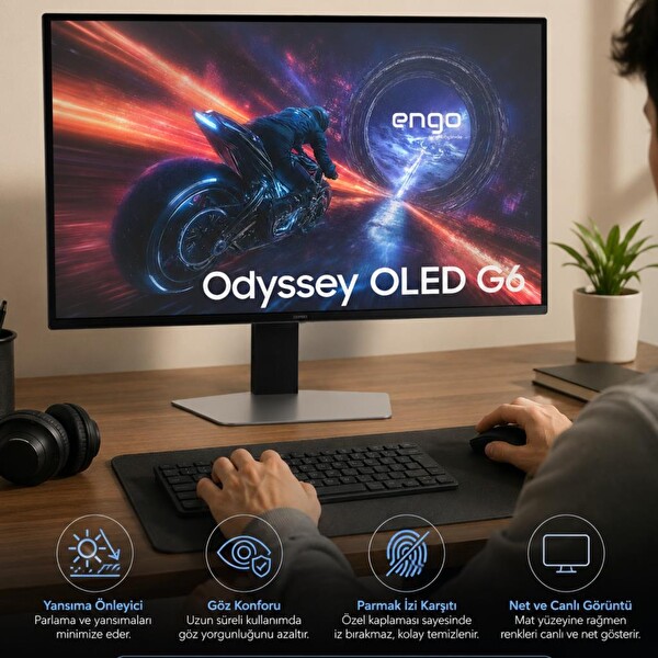 Engo Samsung Odyssey G6 27 inç Mat Ekran Koruyucu Nano Şeffaf