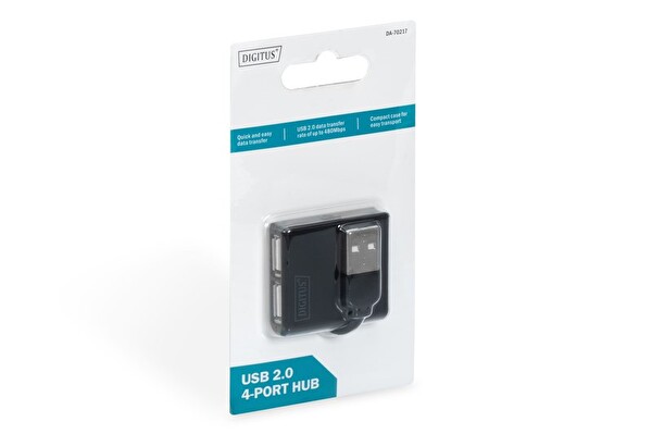 Digitus USB 2.0 4 Port Çoklayıcı Kablolu Siyah