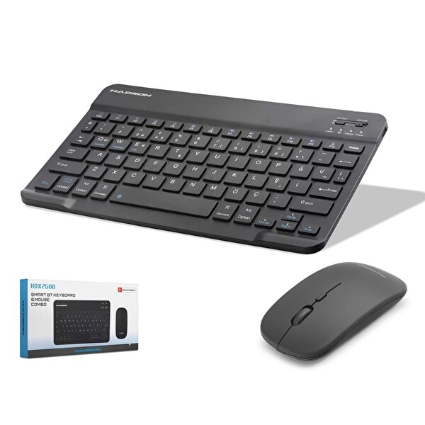 Hadron HDX2508 Şarjlı Kablosuz Bluetooth Smart Klavye Mouse Seti Siyah