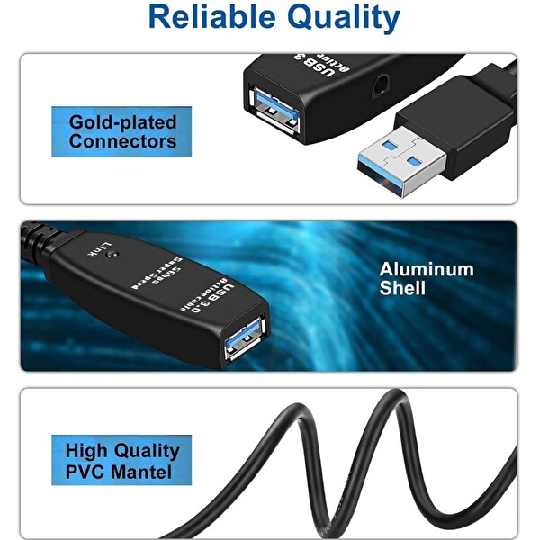 Hadron HDX7563 Active Repeater USB 3.0 Uzatma Kablosu - 15 Metre