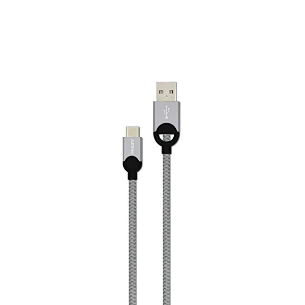 Philips 5A 100W UsbA to Type-C Örgülü 1.2M Hızlı Şarj Data Kablosu ve ScHitec Type-C to UsbA 3.0 OTG Dönüştürücü Adaptör