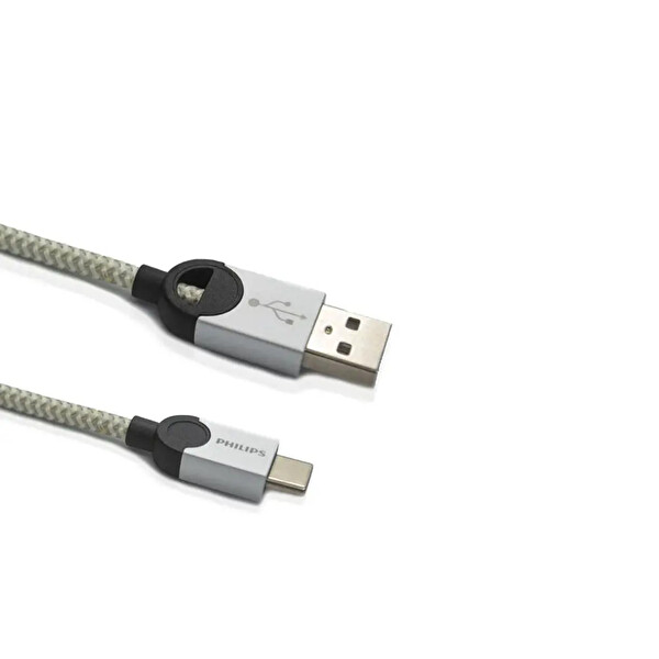 Philips 5A 100W UsbA to Type-C Örgülü 1.2M Hızlı Şarj Data Kablosu ve ScHitec Type-C to UsbA 3.0 OTG Dönüştürücü Adaptör