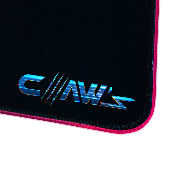Claw’s Raptor 80X30CM Mikrofiber Yüzey-Kaydırmaz Kauçuk Zemin 360 Derece RGB Dikişli Xl Siyah Mousepad