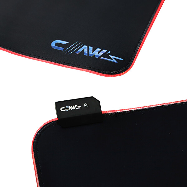 Claw’s Raptor 80X30CM Mikrofiber Yüzey-Kaydırmaz Kauçuk Zemin 360 Derece RGB Dikişli Xl Siyah Mousepad