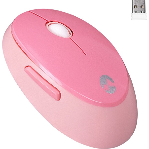 Everest Round KM-6282 Renkli Tuşlu Pembe Kablosuz Q Multimedia Klavye ve Mouse Seti