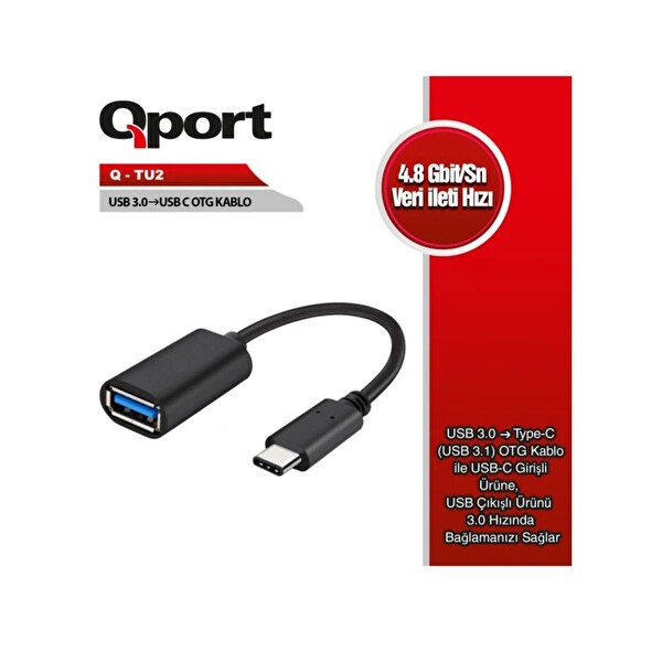 Qport Q-TU2 Type-C TO USB 3.0 OTG 5GBPS Adaptör Kablo