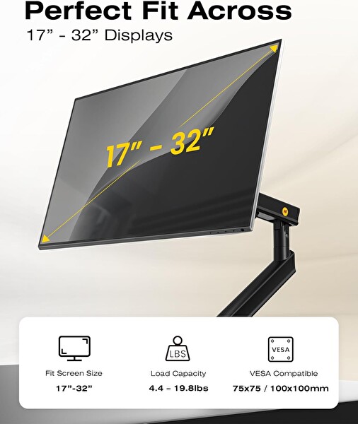 North Bayou A5-B 17''-32'' Tek Kol 2-9 KG Vesa Uyumlu Monitör Standı