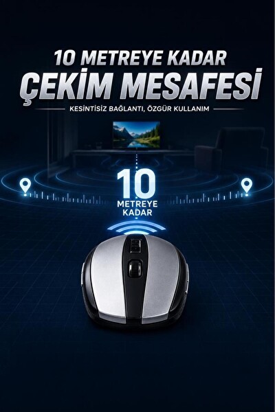 Başkenttekno TM08 Mouse Yan Tuşlu Optik Kablosuz Fare Siyah