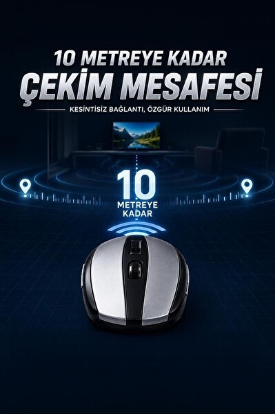 Başkenttekno TM08 Mouse Yan Tuşlu Optik Kablosuz Fare Gri