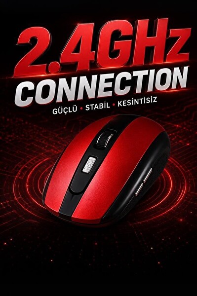 Başkenttekno TM08 Mouse Yan Tuşlu Optik Kablosuz Fare Kırmızı