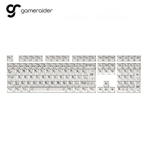 Gameraider Cherry Single Shot PC Beyaz Şeffaf Türkçe Keycap Set