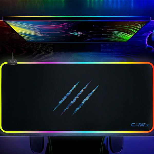 Claw’s Raptor XXL 90X40CM Mikrofiber Yüzey Kaydırmaz Kauçuk Zemin 360 Rgb Dikişli XXL Siyah Mousepad