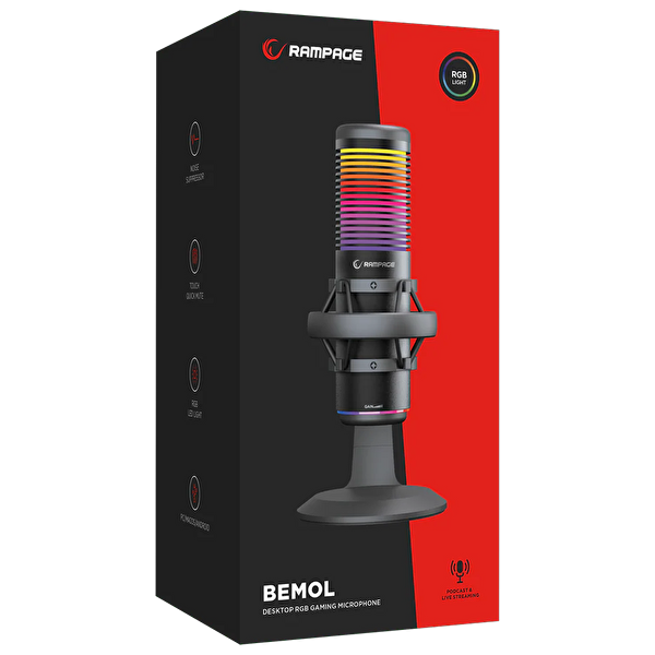 Rampage Bemol RBG Siyah Oyun Mikrofonu