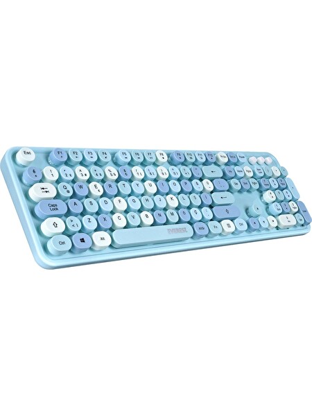 Everest Round KM-6282 Renkli Tuşlu Mavi Kablosuz Q Multimedia Klavye ve Mouse Set