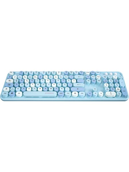 Everest Round KM-6282 Renkli Tuşlu Mavi Kablosuz Q Multimedia Klavye ve Mouse Set