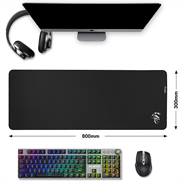 Claw’s 80X30C Hybrid Kumaş 4 MM Kalınlık Kaydırmaz Zemin Xl Premium Koyu Siyah Mousepad