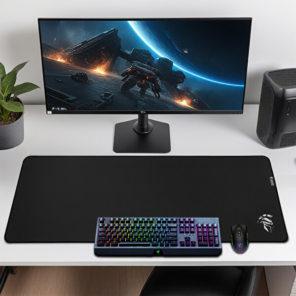 Claw’s 80X30C Hybrid Kumaş 4 MM Kalınlık Kaydırmaz Zemin Xl Premium Koyu Siyah Mousepad