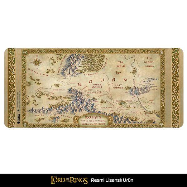 Exvega Lord Of The Rings War Of The Rohirrim Harita Desenli XXL Oyuncu Mouse Pad 90x40 CM
