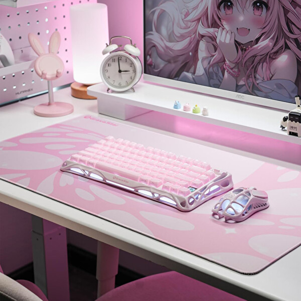 GravaStar 80x40 CM Kaymaz Taban Su Geçirmez Sakura Pink Oyuncu Mousepad