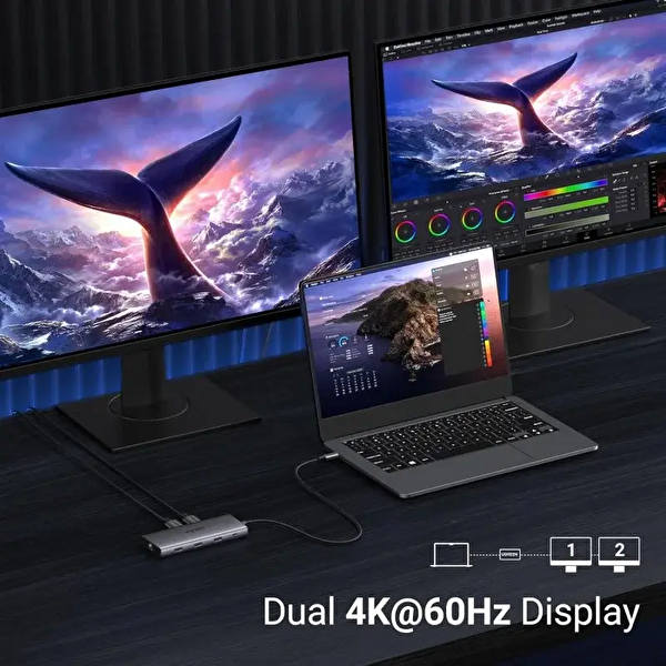 Ugreen CM639 Revodok Pro 8K HDMI RJ45 Gigabit Ethernet PD 100W 10'u 1 Arada USB-A 3.0 Çoklayıcı